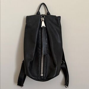 Aimee Kestenberg Black Pebbled Leather Backpack with Silver Hardware